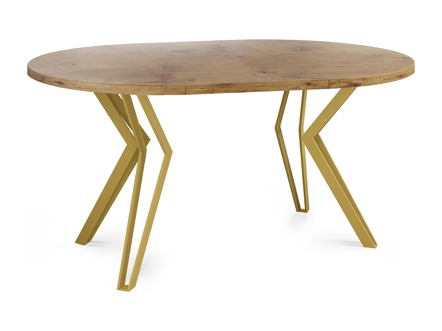 Runder Tisch für das Esszimmer - 100 oder 120 cm Durchmesser - Ausziehbarer Tisch mit Pulverbeschichteten Goldenen Metallbeinen - 100 cm - Lancelot Eiche