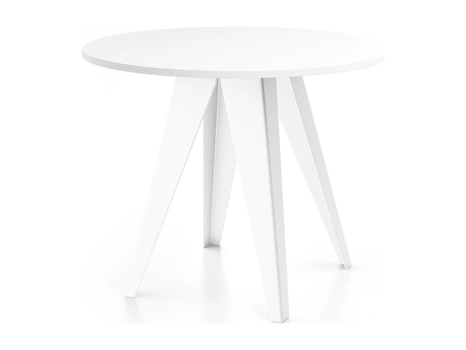 Esstisch Glory Weiß im Industriestil - Modern, Rund - Ausziehbar von 90 cm bis 130 cm, mit Pulverbeschichteten Metallbeinen, Tisch für Kleine Küche - Weiß