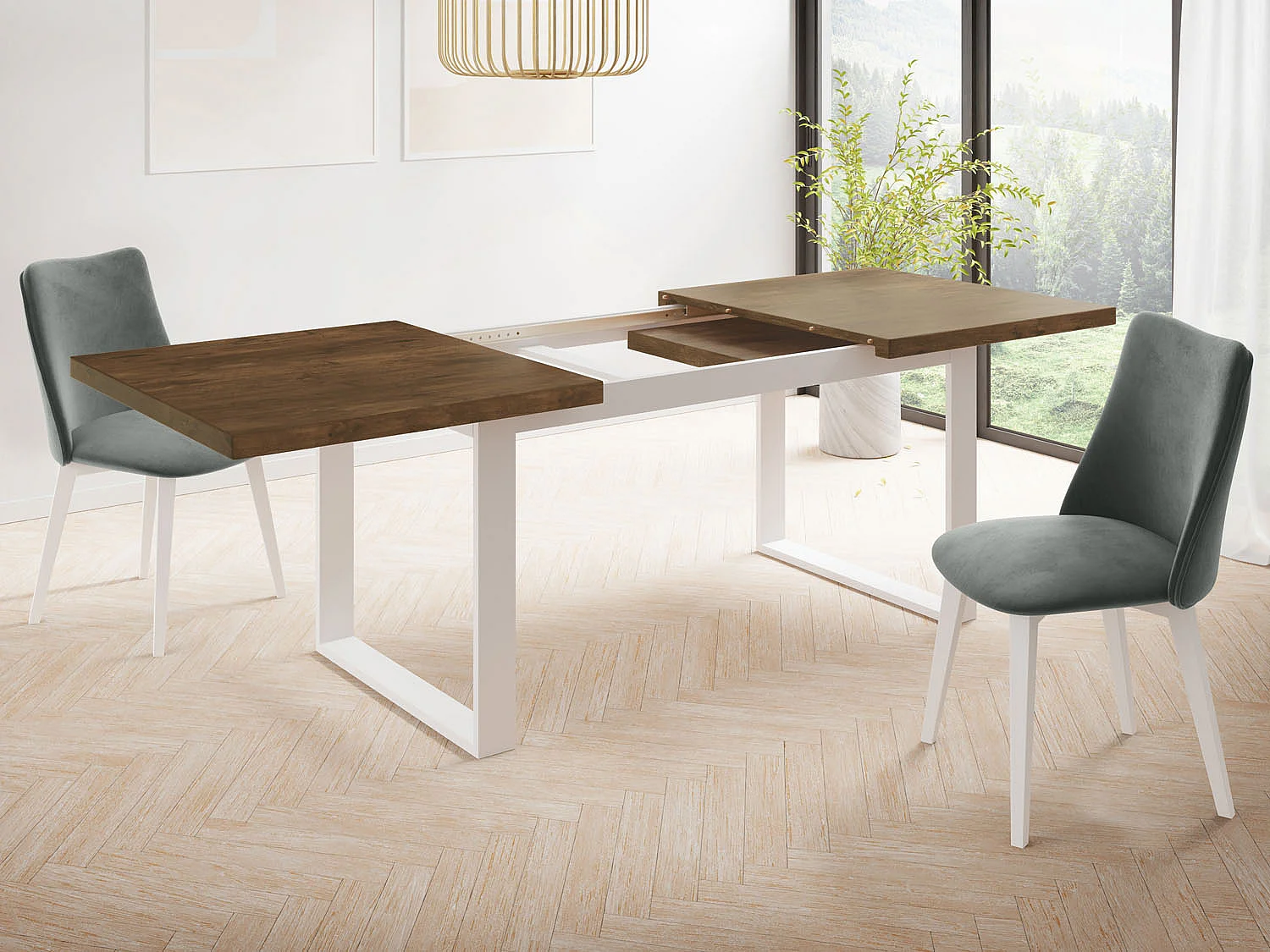 Table à Manger Rectangulaire Pour Salon - Table à Manger Style Loft Industriel Avec Pieds En Métal Blanc - Fabriqué en UE - 160 x 80 cm - Chêne Lefkas