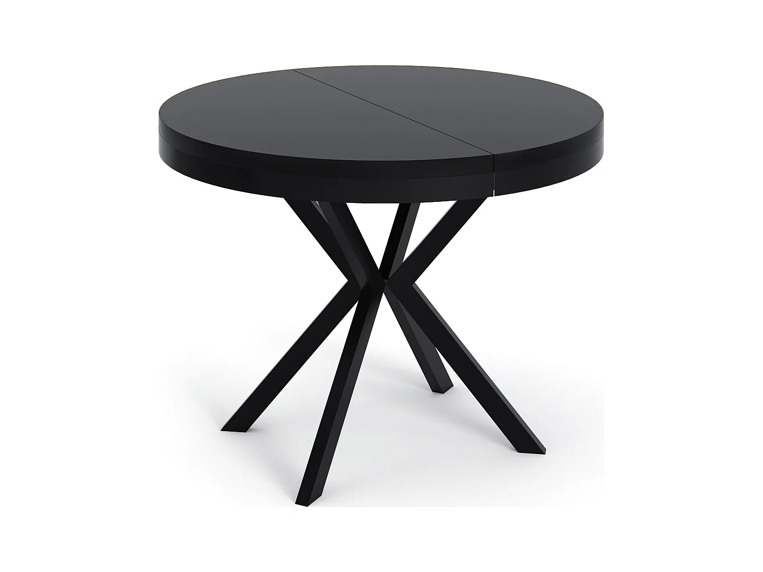 Runder Ausziehbarer Esstisch - Loft Style Tisch mit Metallbeinen - 100 bis 180 cm - Industrieller Tisch für Wohnzimmer - Kompakt - 100 cm - Schwarz