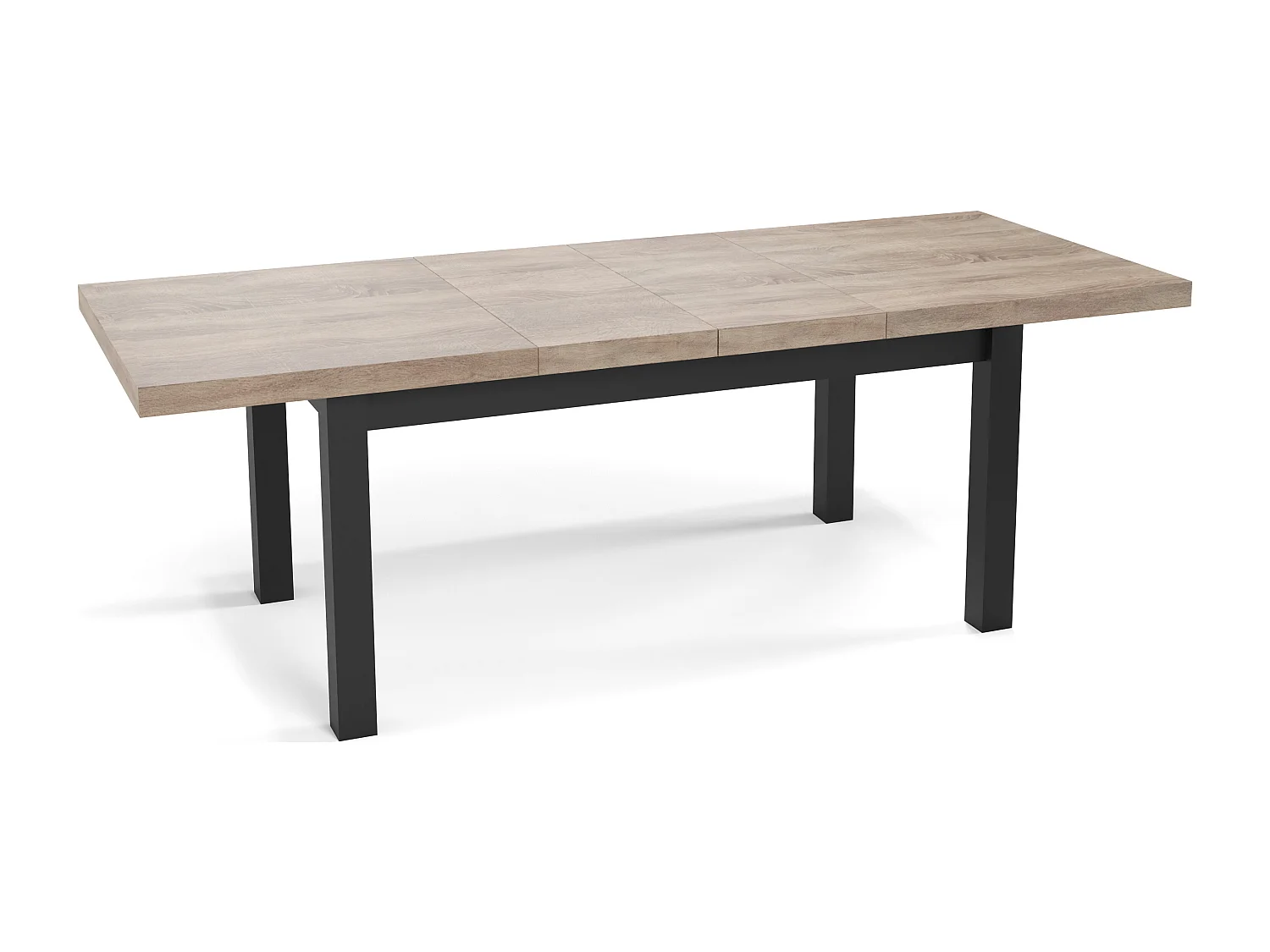 Moderner Rechteckiger Ausziehbarer Esstisch - Platzsparend - Schwarze Holzbeine - 200 bis 300 cm - Hergestellt in EU - 200 x 100 cm - Sonoma Eiche