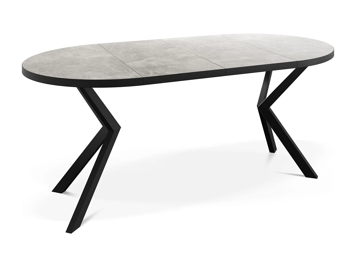 Runder Ausziehbar Tisch für das Esszimmer - Tischrand Schwarzes Dekor - 100 oder 120 cm - Ausziehbarer Tisch mit Schwarzen Metallbeinen - 100 cm - Beton Grau