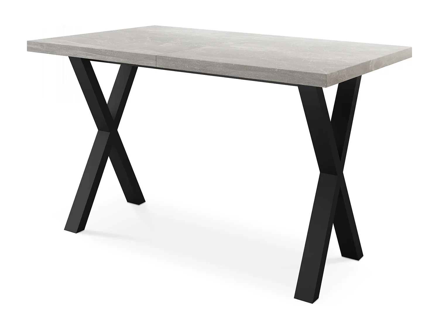 Rechteckiger Ausziehbarer Esstisch - Großer Modern-Stil Tisch mit schwarzen Metallbeinen 120 140 160 cm bis 220 240 260 cm - 140 x 80 cm - Beton Grau