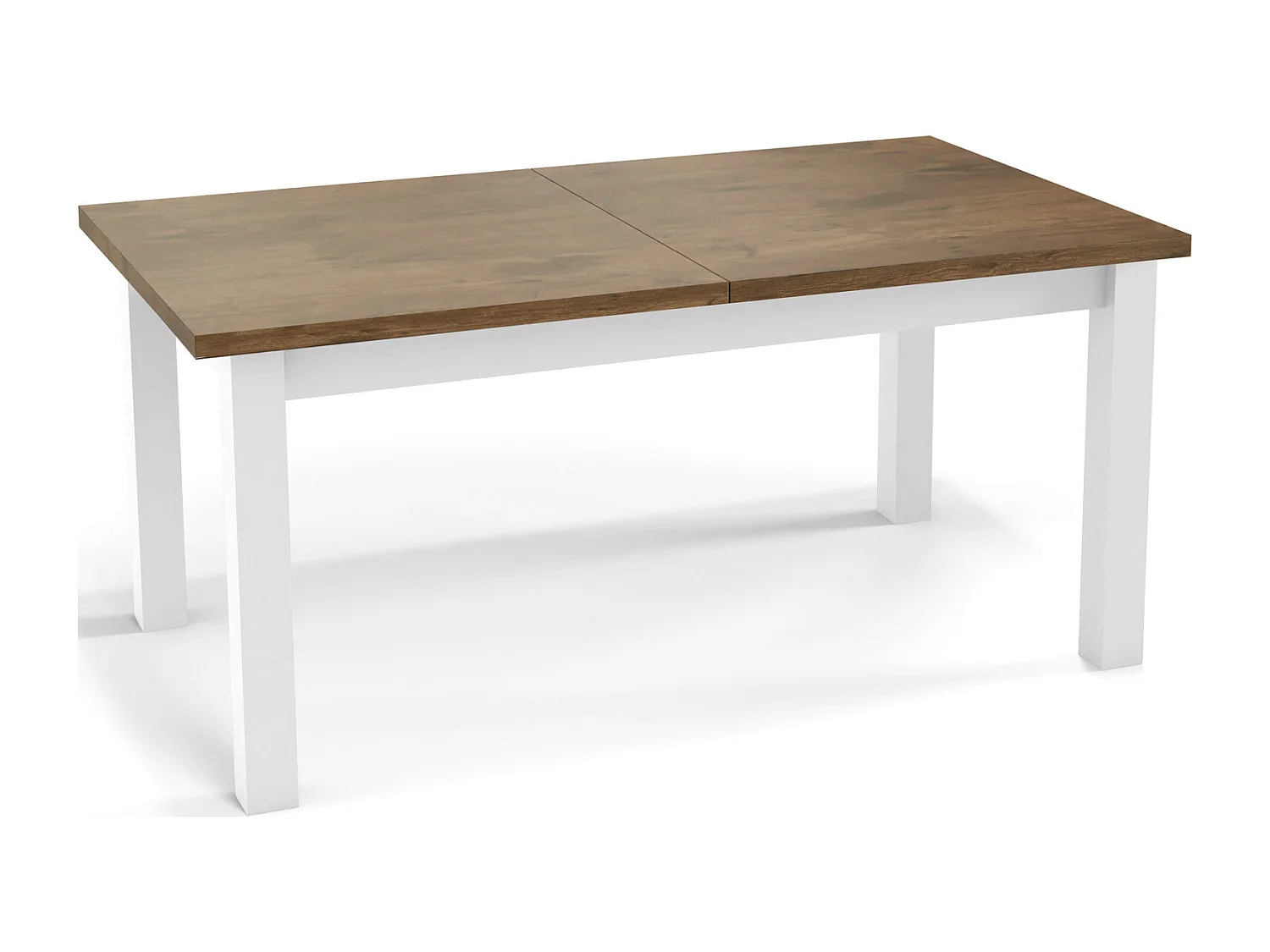 Moderner Rechteckiger Ausziehbarer Esstisch - Platzsparend - Weiße Holzbeine - 160 bis 200 cm - Hergestellt in EU - 160 x 80 cm - Lefkas Eiche