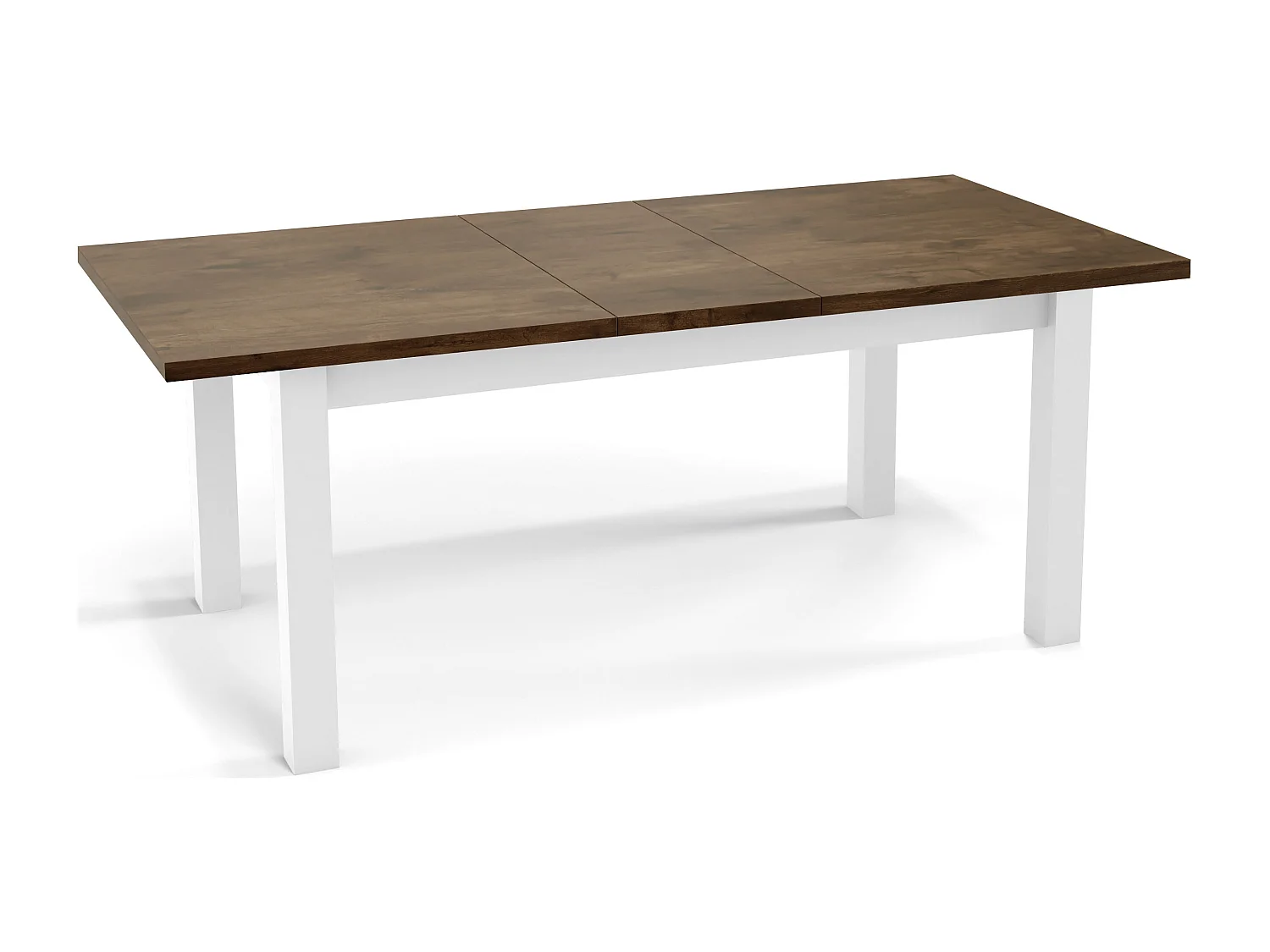 Moderner Rechteckiger Ausziehbarer Esstisch - Platzsparend - Weiße Holzbeine - 160 bis 200 cm - Hergestellt in EU - 160 x 80 cm - Lefkas Eiche
