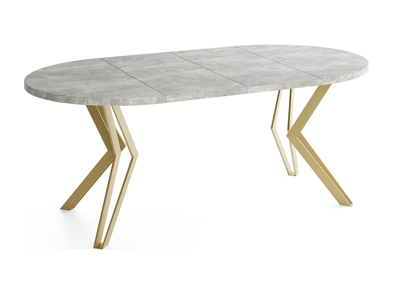 Runder Tisch für das Esszimmer - 100 oder 120 cm Durchmesser - Ausziehbarer Tisch mit Pulverbeschichteten Goldenen Metallbeinen - 120 cm - Beton Grau