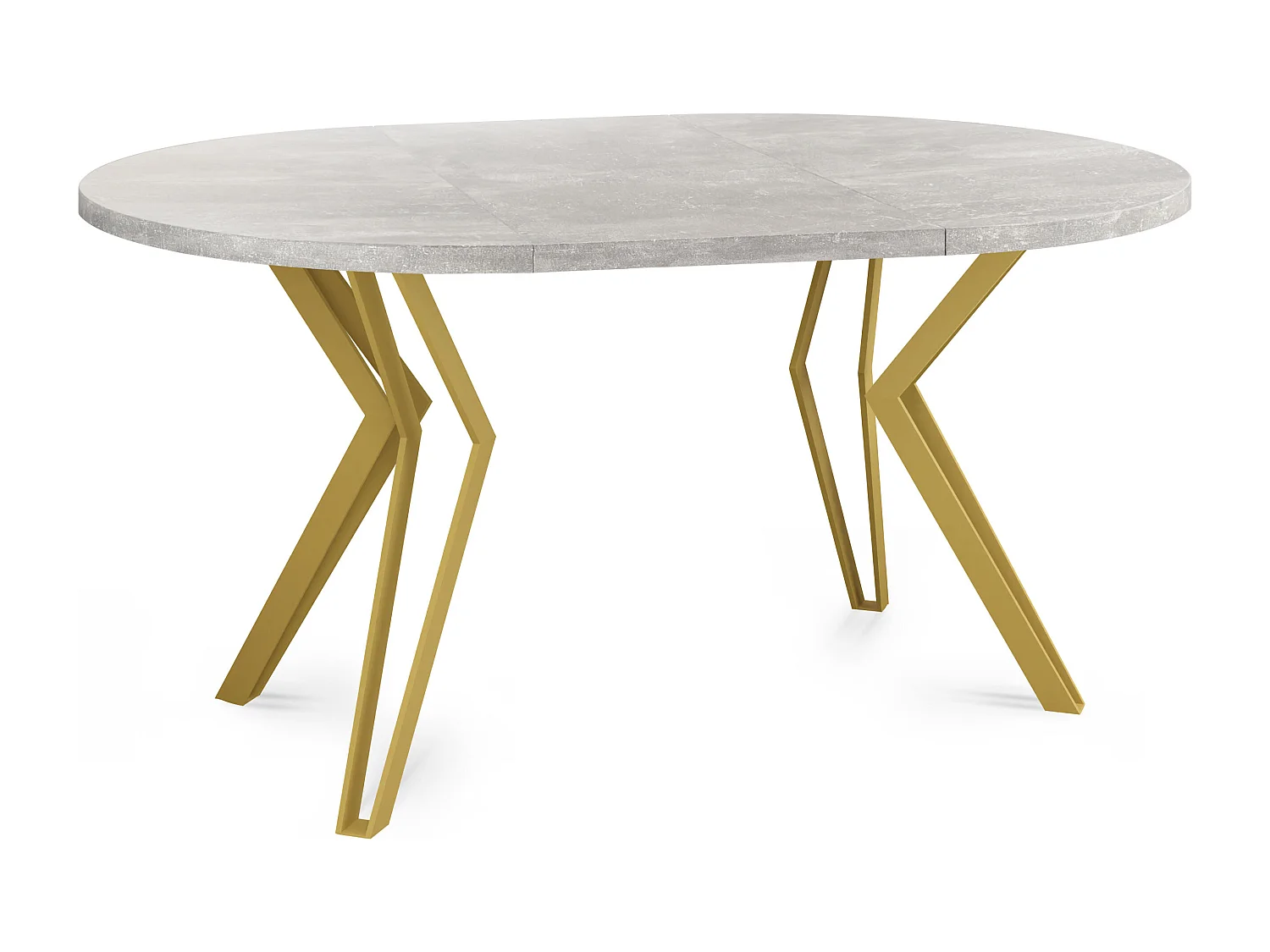 Runder Tisch für das Esszimmer - 100 oder 120 cm Durchmesser - Ausziehbarer Tisch mit Pulverbeschichteten Goldenen Metallbeinen - 120 cm - Beton Grau