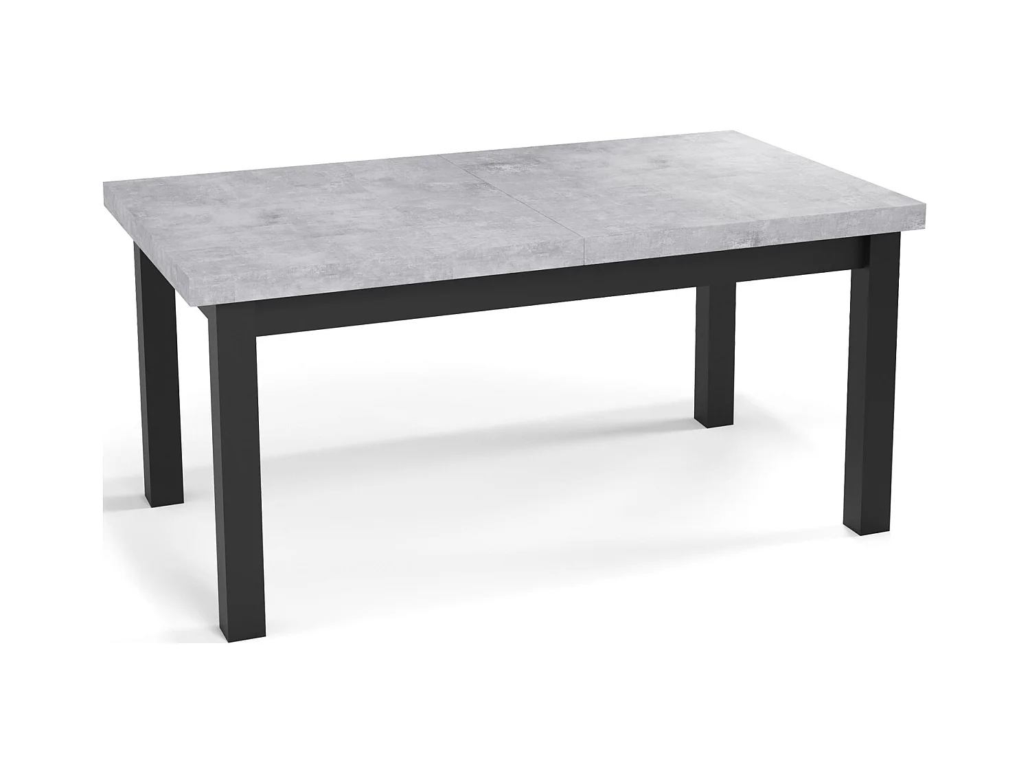 Moderner Rechteckiger Ausziehbarer Esstisch - Platzsparend - Schwarze Holzbeine - 160 bis 210 cm - Hergestellt in EU - 160 x 90 cm - Grau Beton