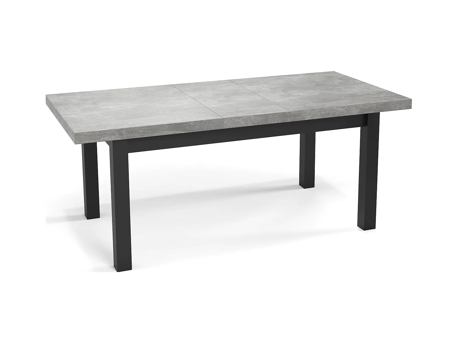 Moderner Rechteckiger Ausziehbarer Esstisch - Platzsparend - Schwarze Holzbeine - 160 bis 210 cm - Hergestellt in EU - 160 x 90 cm - Grau Beton