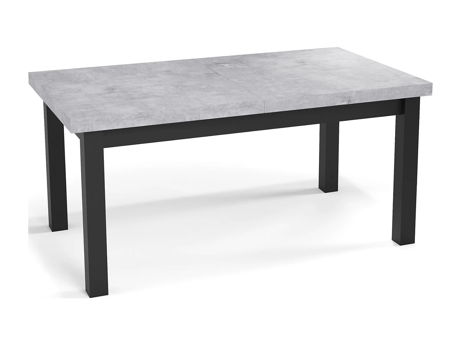 Moderner Rechteckiger Ausziehbarer Esstisch - Platzsparend - Schwarze Holzbeine - 160 bis 210 cm - Hergestellt in EU - 160 x 90 cm - Grau Beton