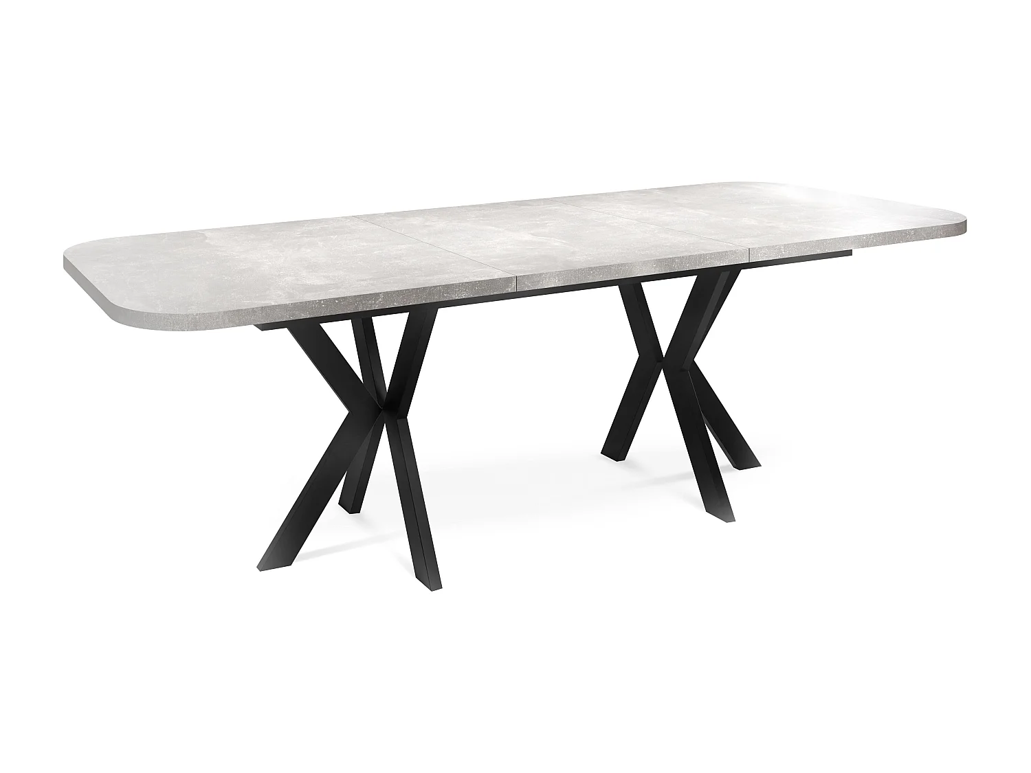 Table de Salle à Manger à Rallonges de Style Moderne - Table Rectangulaire avec Pieds en Métal Noir - Table Industrielle - 200 x 100 cm - Gris Béton