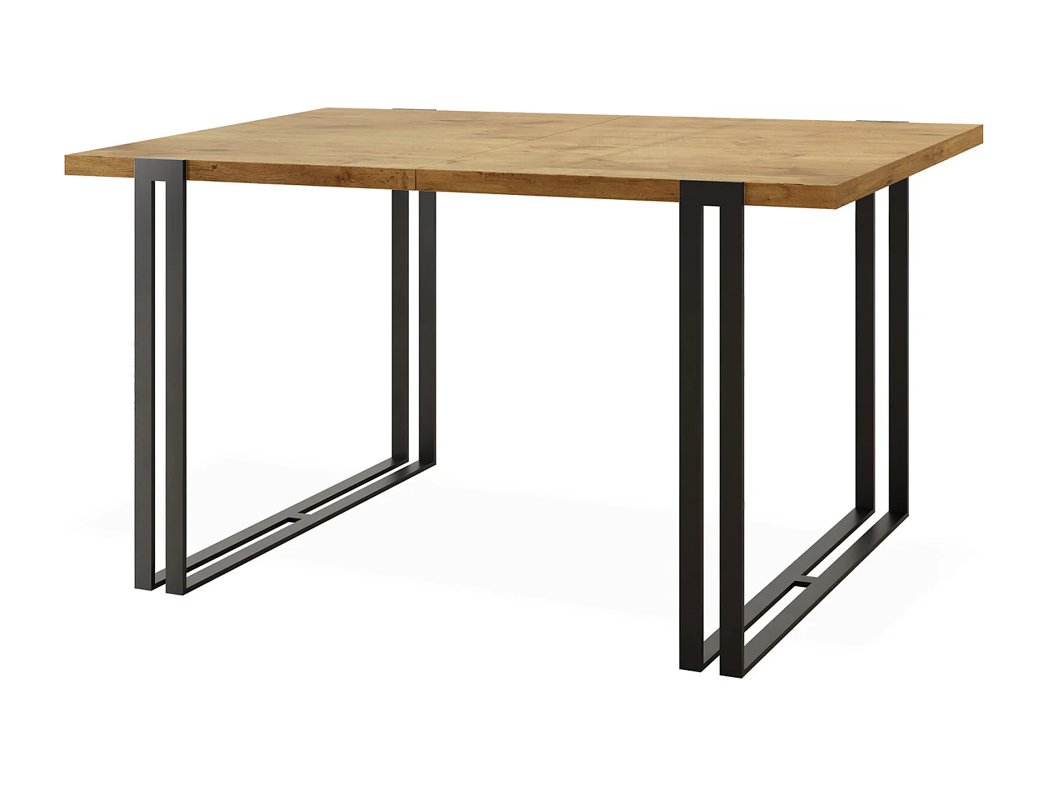 Ausziehbarer Esstisch - Großer Tisch im Loft-Stil mit Schwarze Metallbeinen 160 bis 260 cm - Industrietisch für das Wohnzimmer - Lancelot Eiche - 160 x 90 cm