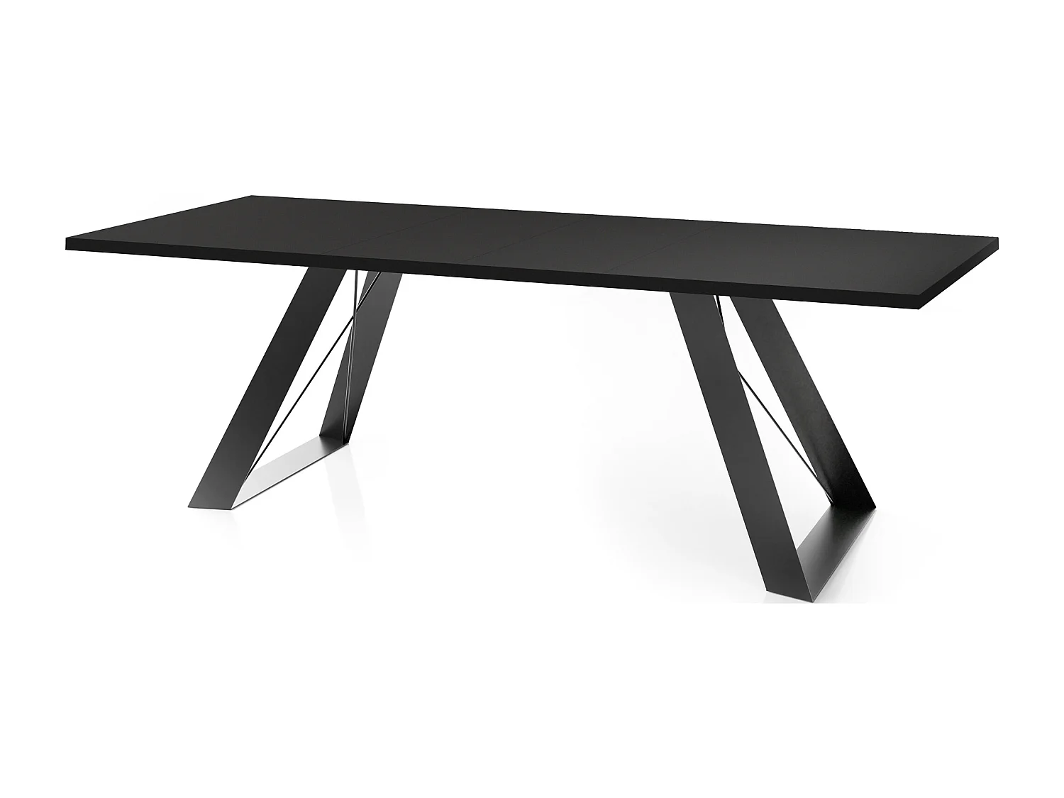 Esstisch Colter Schwarz im Modern Still, Rechteckig Tisch - Ausziehbar von 140 cm bis 240 cm, Pulverbeschichtete Weiße Metallbeine - 140 x 80 cm - Schwarz