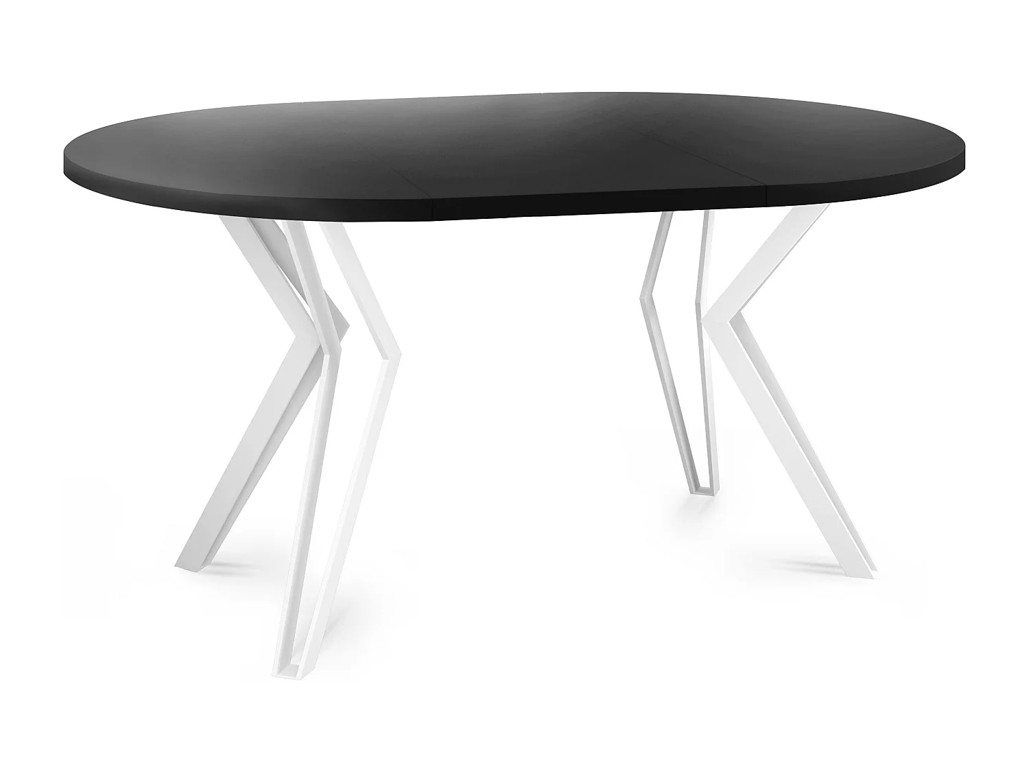 Table Ronde Salle à Manger - 120/196 cm de Diamètre - Table à Rallonges Avec Pieds en Métal Blanc - Style Industriel - Compacte - Noir