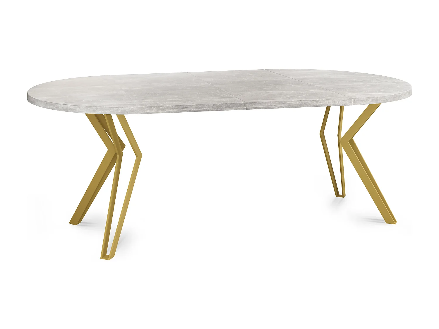 Runder Tisch für das Esszimmer - 100 oder 120 cm Durchmesser - Ausziehbarer Tisch mit Pulverbeschichteten Goldenen Metallbeinen - 100 cm - Beton Grau