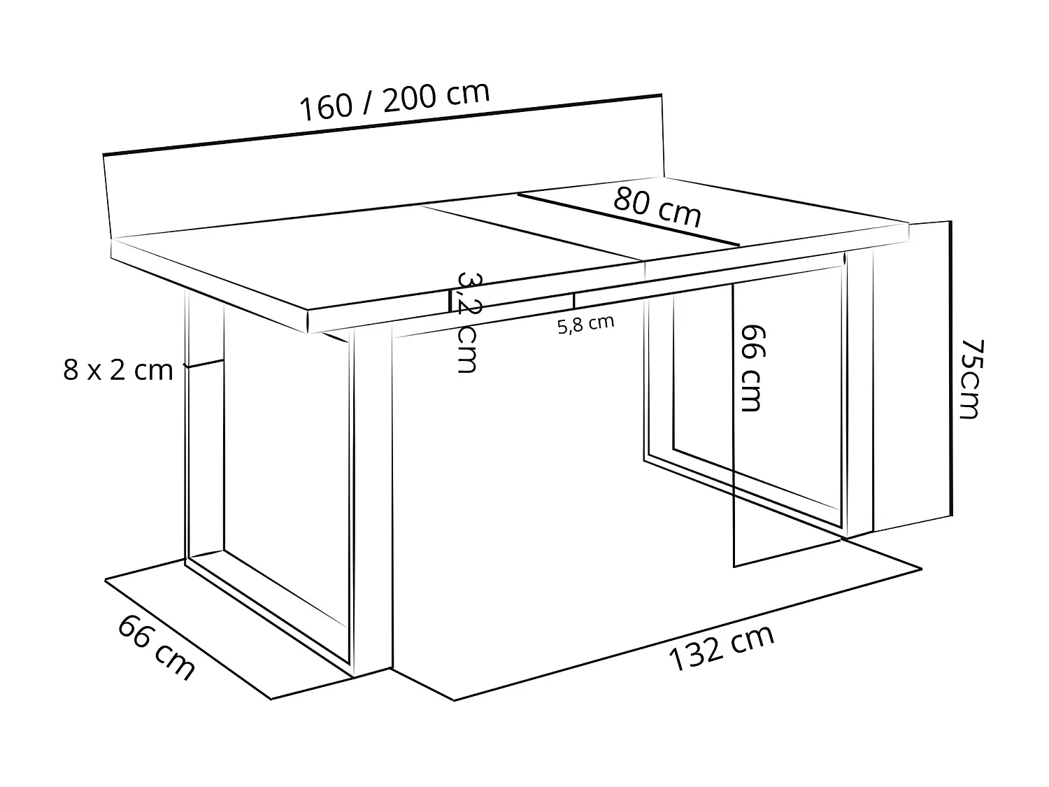 Table à Manger Rectangulaire Pour Salon - Table à Manger Style Loft Industriel Avec Pieds En Métal Blanc - Fabriqué en UE - 160 x 80 cm - Chêne Lancelot