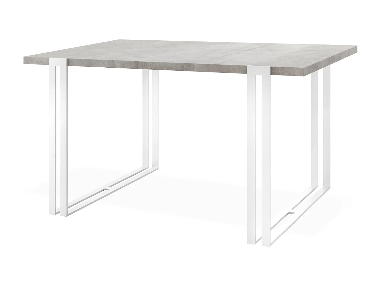 Ausziehbarer Esstisch - Großer Tisch im Loft-Stil mit Weiße Metallbeinen 120 bis 220 cm - Industrietisch für das Wohnzimmer - Beton Grau - 120 x 80 cm