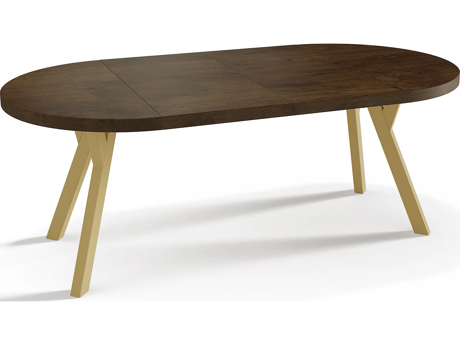 Table à Manger Extensible Ronde Designer- Style Loft, Peu Encombrant - Pieds Doré - 100 à 200 cm - pour 8-10 personnes - Fabriqué en UE - Chêne Lefkas - 200 cm