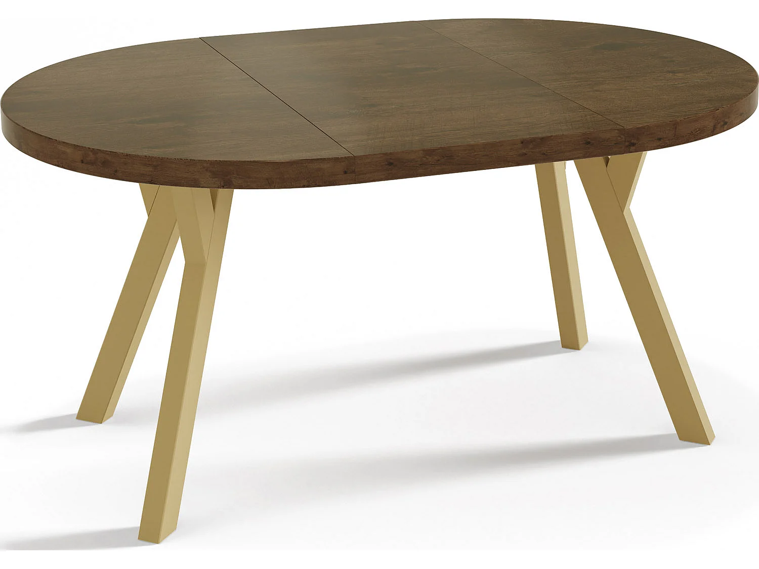 Designer Runder Ausziehbarer Esstisch - Loft-Stil, Platzsparend - Goldene Beine - 100 bis 200 cm - für 6-8 Personen - Hergestellt in EU - Lefkas Eiche - 200 cm