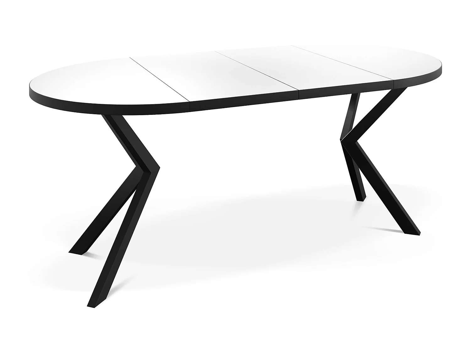 Runder Ausziehbar Tisch für das Esszimmer - Tischrand Schwarzes Dekor - 100 oder 120 cm - Ausziehbarer Tisch mit Schwarzen Metallbeinen - 120 cm - Weiß