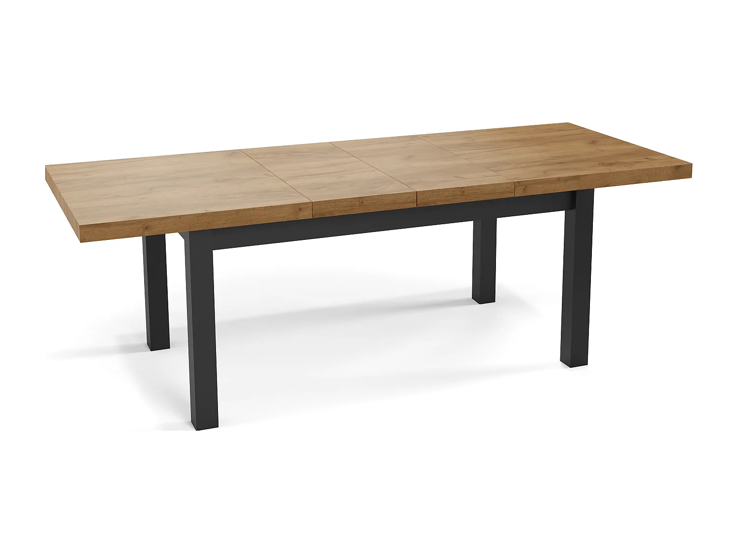 Moderner Rechteckiger Ausziehbarer Esstisch - Platzsparend - Schwarze Holzbeine - 200 bis 300 cm - Hergestellt in EU - 200 x 100 cm - Wotan Eiche