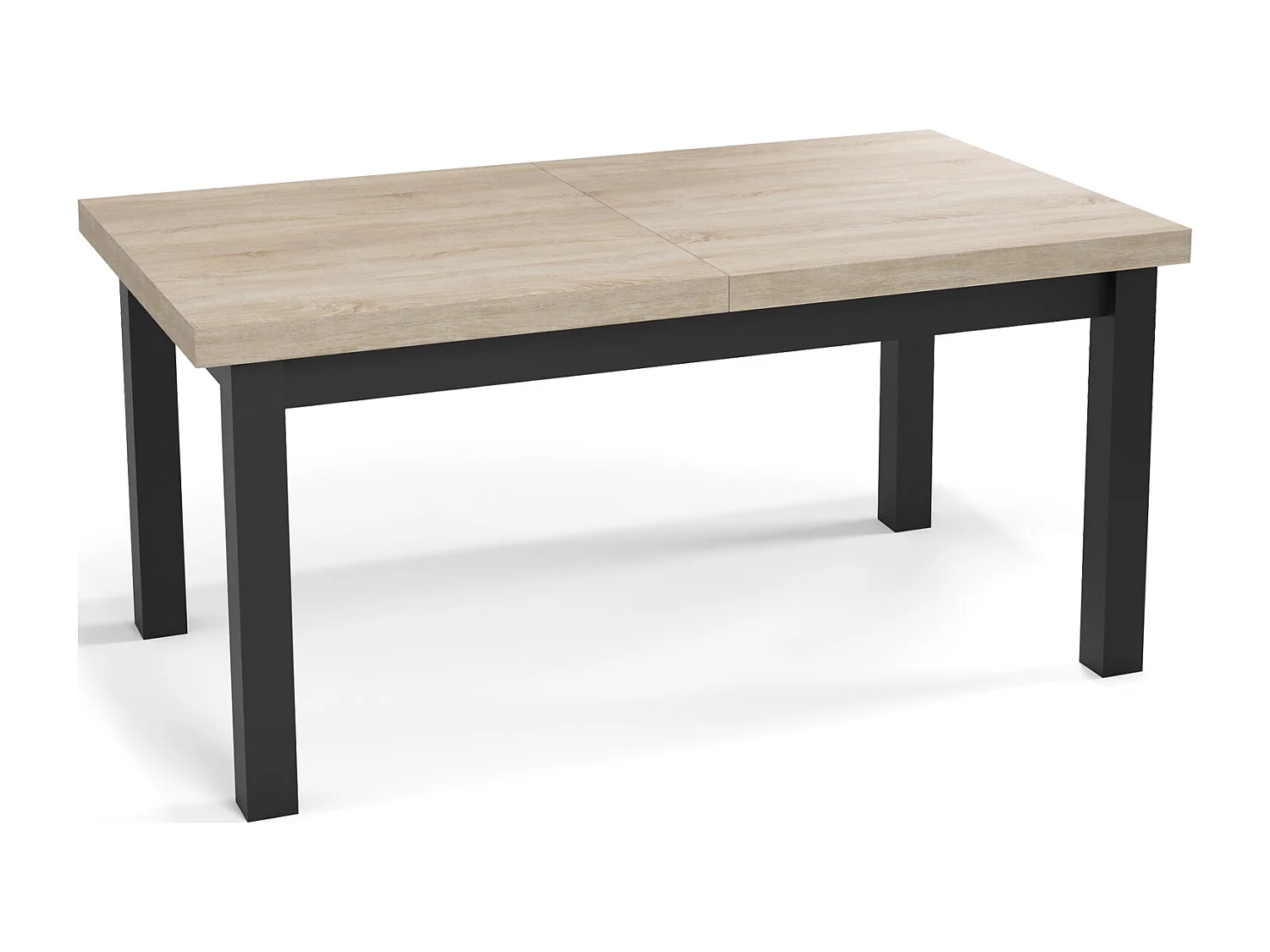 Moderner Rechteckiger Ausziehbarer Esstisch - Platzsparend - Schwarze Holzbeine - 160 bis 210 cm - Hergestellt in EU - 160 x 90 cm - Sonoma Eiche