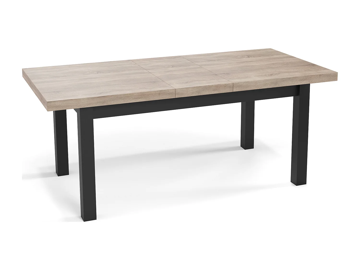 Moderner Rechteckiger Ausziehbarer Esstisch - Platzsparend - Schwarze Holzbeine - 160 bis 210 cm - Hergestellt in EU - 160 x 90 cm - Sonoma Eiche