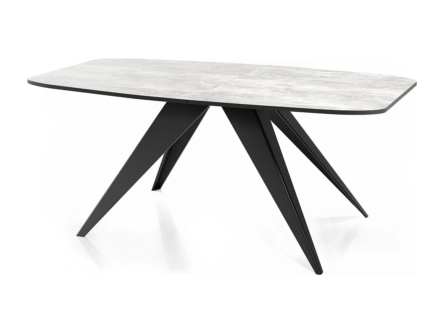 Table à Manger Extensible Style Loft - Table Industrielle avec Pieds Métalliques Noirs - Design Moderne pour Salon - 160 cm extensible à 200 cm - Béton Gris