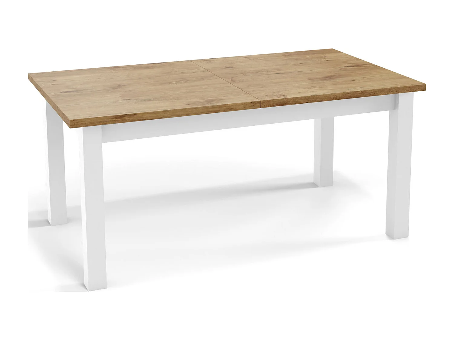 Moderner Rechteckiger Ausziehbarer Esstisch - Platzsparend - Weiße Holzbeine - 160 bis 200 cm - Hergestellt in EU - 160 x 80 cm - Lancelot Eiche