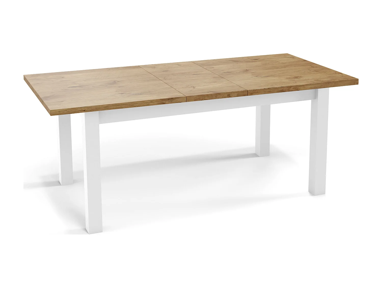 Moderner Rechteckiger Ausziehbarer Esstisch - Platzsparend - Weiße Holzbeine - 160 bis 200 cm - Hergestellt in EU - 160 x 80 cm - Lancelot Eiche