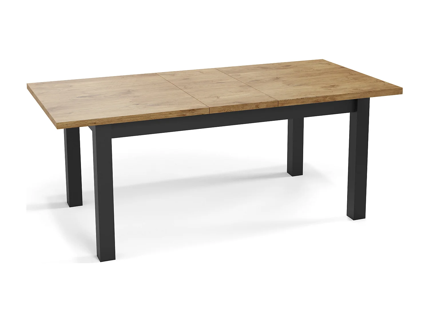 Moderner Rechteckiger Ausziehbarer Esstisch - Platzsparend - Schwarze Holzbeine - 120 bis 160 cm - Hergestellt in EU - 120 x 67 cm - Lancelot Eiche