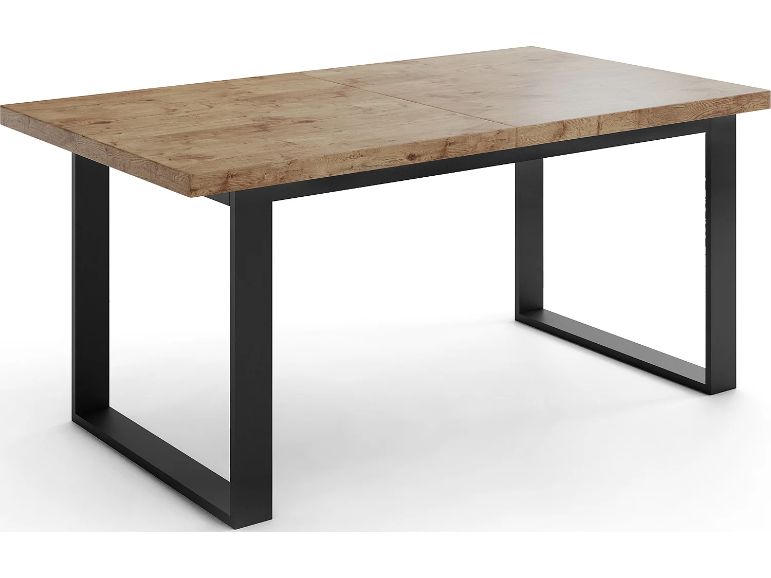Ausziehbarer Rechteckiger Esstisch im Loft-Stil mit Schwarzen Metallbeinen – Tisch für Wohnzimmer – Ausziehbar von 160 cm auf 200 cm – Made in EU – Lancelot Eiche