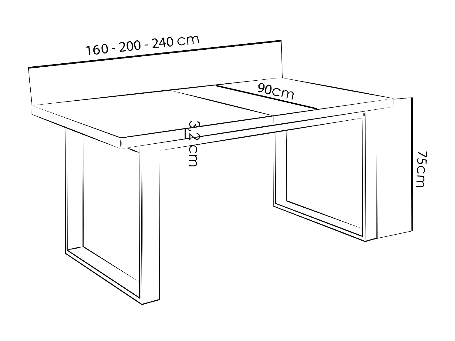 Ausziehbarer Rechteckiger Esstisch im Loft-Stil mit Schwarzen Metallbeinen – Tisch für Wohnzimmer – Ausziehbar von 160 cm auf 200 cm – Made in EU – Lancelot Eiche