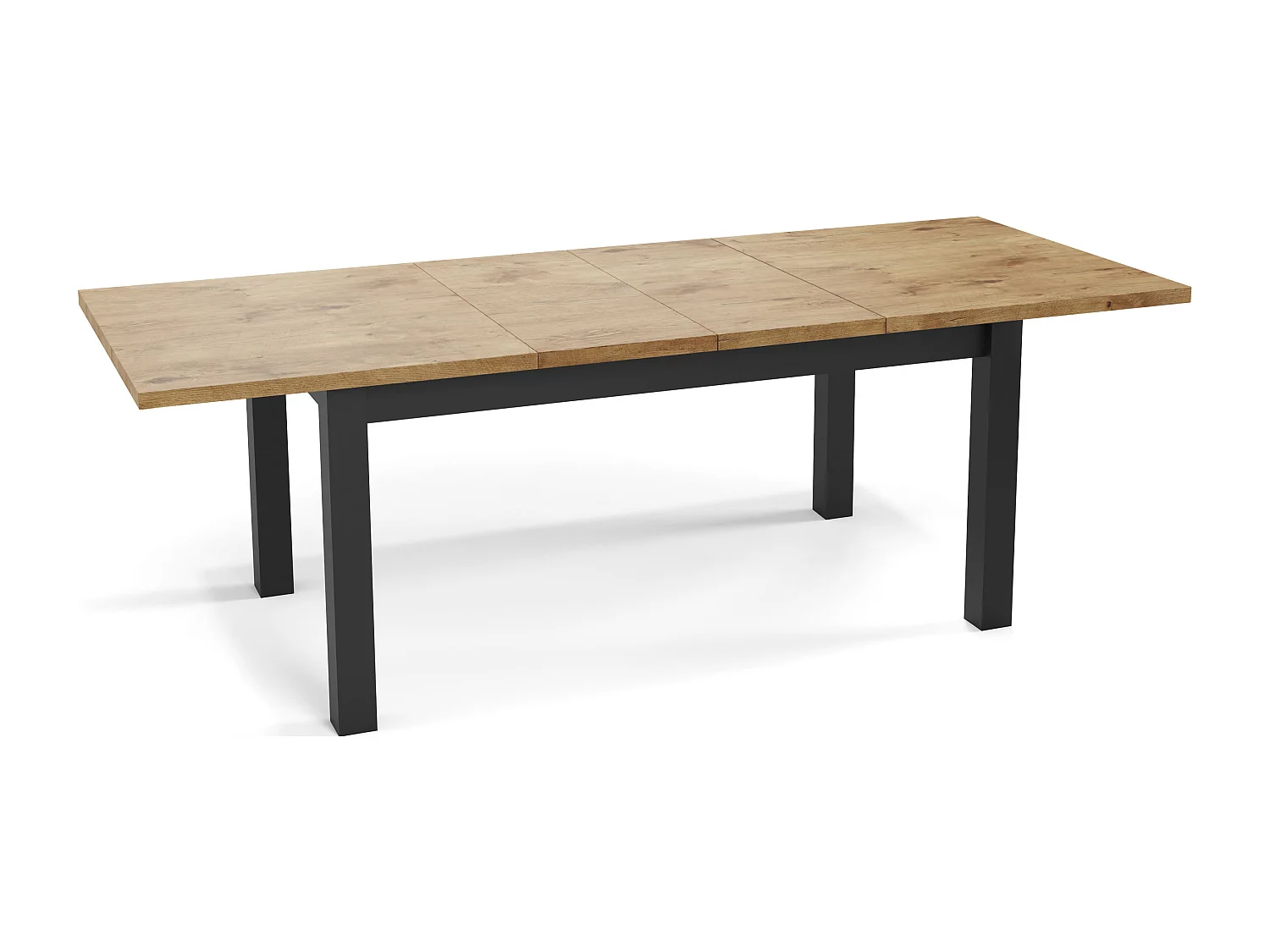 Moderner Rechteckiger Ausziehbarer Esstisch - Platzsparend - Schwarze Holzbeine - 160 bis 240 cm - Hergestellt in EU - 160 x 90 cm - Lancelot Eiche