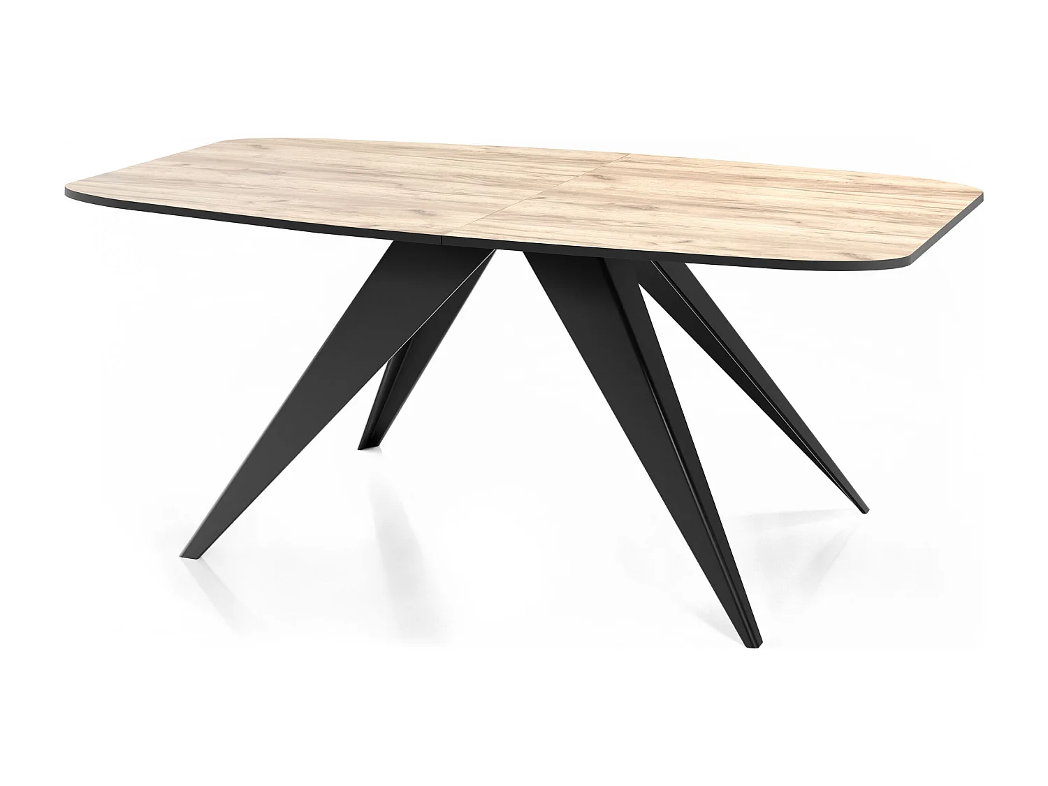 Ausziehbarer Esstisch im Loft-Stil - Industrieller Tisch mit Schwarzen Metallbeinen - Modernes Design für Wohnzimmer - 160 cm Ausziehbar auf 200 cm - Craft Eiche