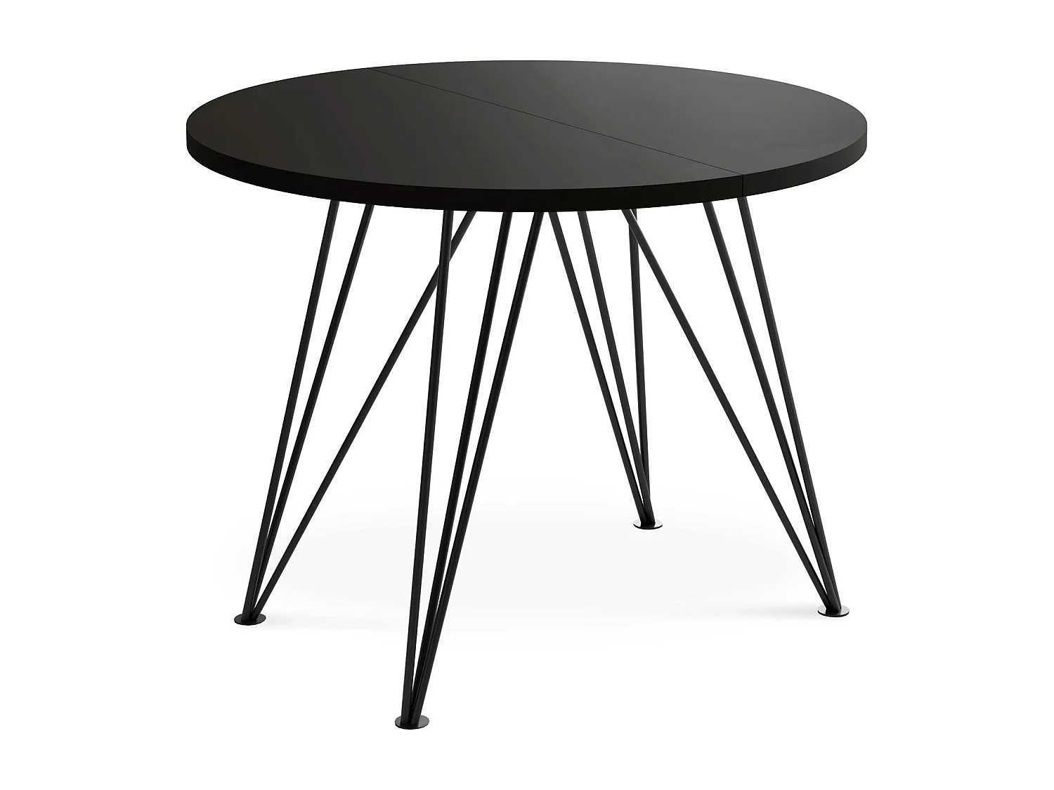 Table à Manger Extensible Ronde - Table Style Loft Avec Pieds En Métal Noir - 120 à 200 Cm - Table Ronde Style Industriel Pour Le Salon - Compacte - Noir