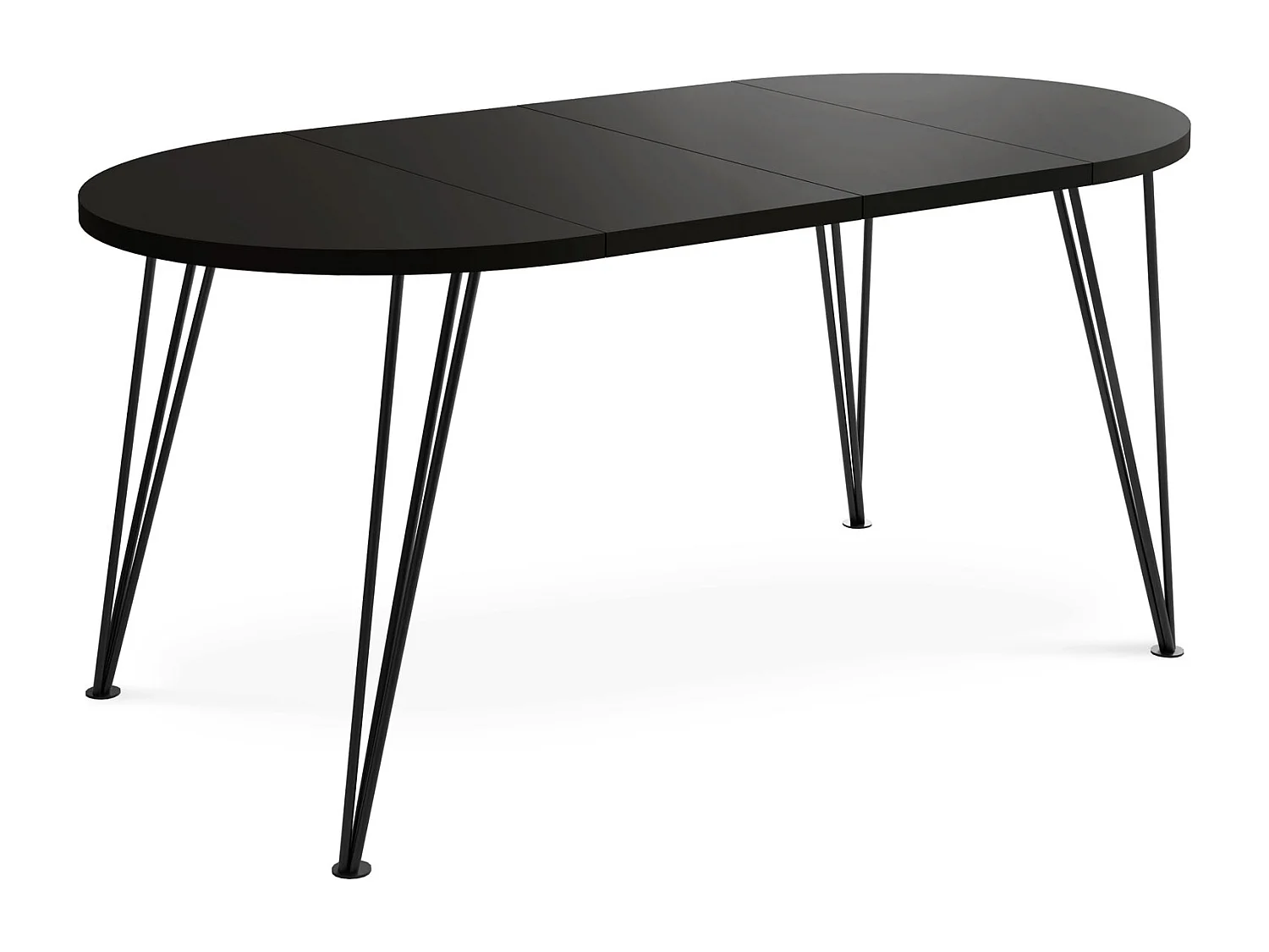 Table à Manger Extensible Ronde - Table Style Loft Avec Pieds En Métal Noir - 120 à 200 Cm - Table Ronde Style Industriel Pour Le Salon - Compacte - Noir