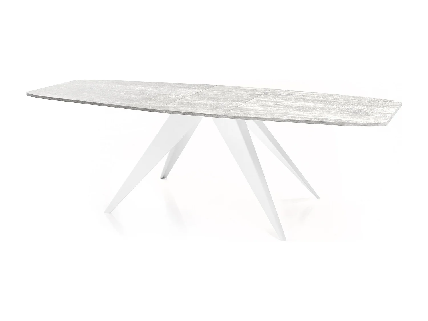 Table à Manger Extensible Style Loft - Table Industrielle avec Pieds Métalliques Blancs - Design Moderne pour Salon - 180 cm extensible à 220 cm - Béton Gris