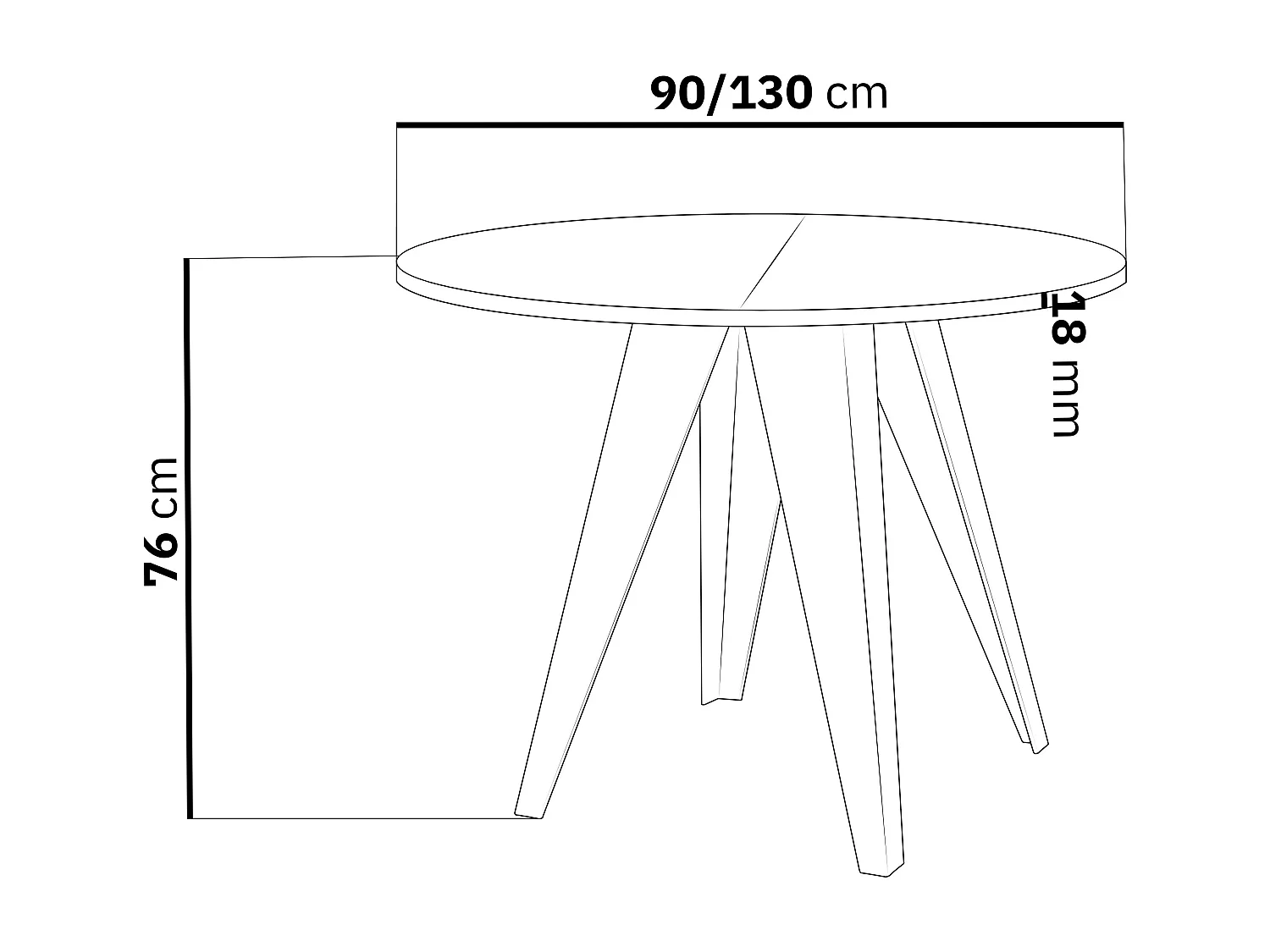 Esstisch Glory im Industriestil - Modern, Rund - Ausziehbar von 90 cm bis 130 cm, mit Pulverbeschichteten Metallbeinen, Tisch für Kleine Küche - Chicago Beton Grau