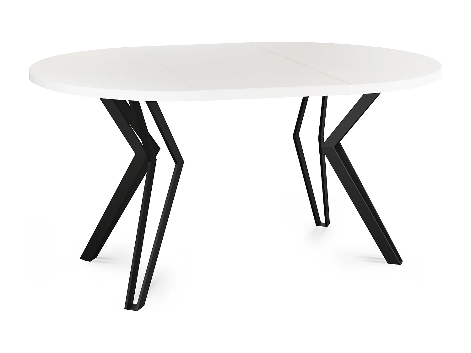 Runder Tisch für das Esszimmer - 100 oder 120 cm Durchmesser - Ausziehbarer Tisch mit Pulverbeschichteten Schwarzen Metallbeinen - 120 cm - Weiß