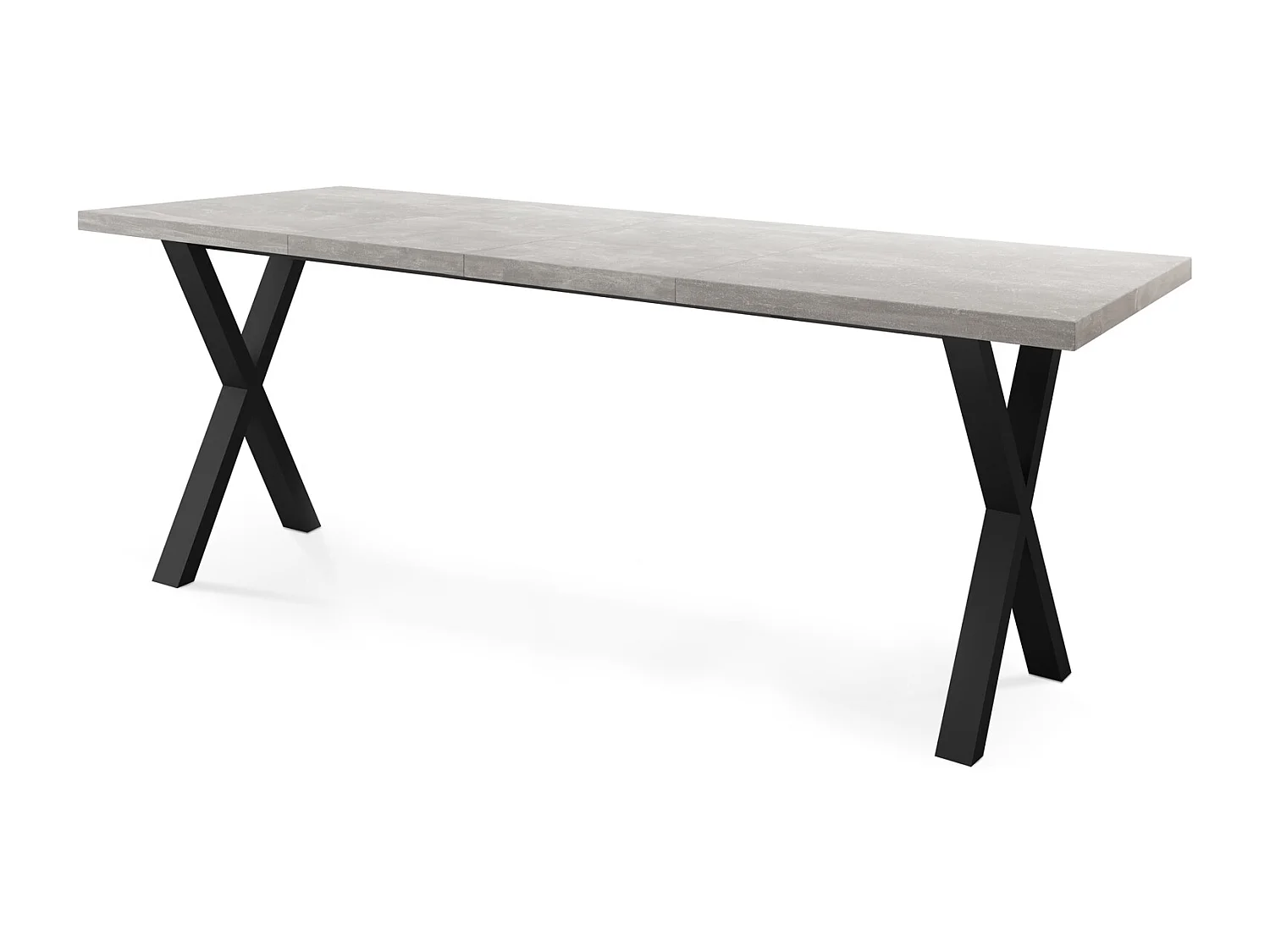 Rechteckiger Ausziehbarer Esstisch - Großer Modern-Stil Tisch mit schwarzen Metallbeinen 120 140 160 cm bis 220 240 260 cm - 160 x 90 cm - Beton Grau