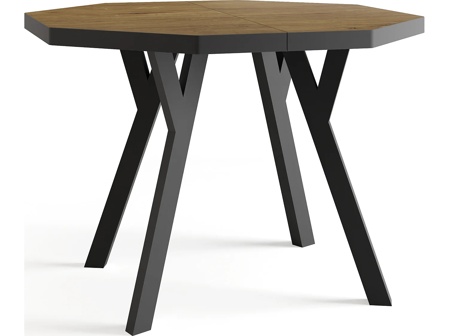 Moderner Runder Ausziehbarer Esstisch Desmond mit Schwarz Holzbeinen – Erweiterbar bis 200 cm, Ideal für 4 bis 8 Personen - Loft-Stil Tisch für Küche - Lefkas Eiche