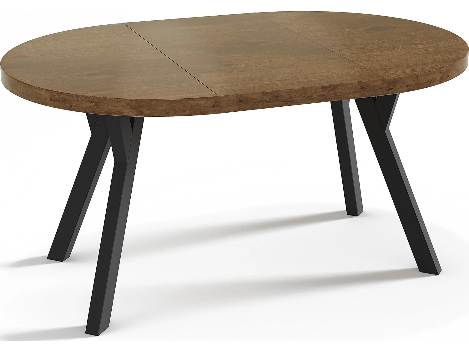 Designer Runder Ausziehbarer Esstisch - Loft-Stil, Platzsparend - Schwarze Beine - 100 bis 200 cm - für 5-10 Personen - Hergestellt in EU - Lefkas Eiche - 200 cm