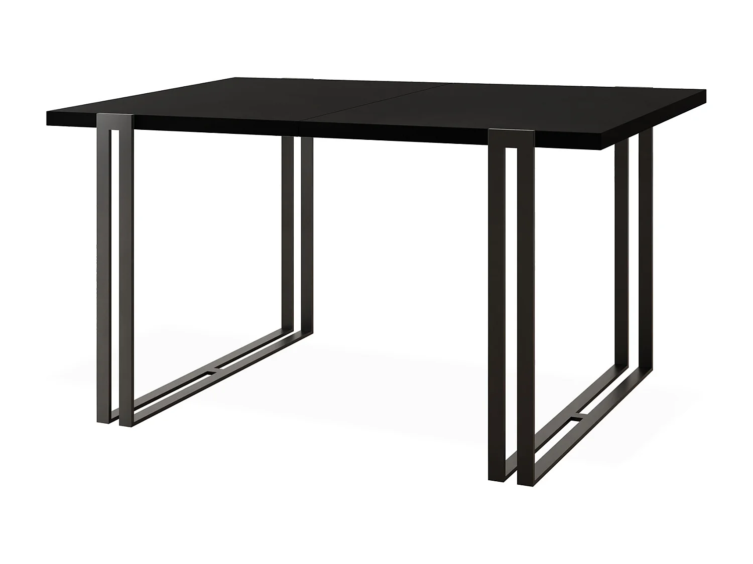 Ausziehbarer Esstisch mit Tischrand schwarzes Dekor - Großer Tisch im Loft-Stil mit Schwarzen Metallbeinen 140 bis 240 cm - 140 x 80 cm - Schwarz