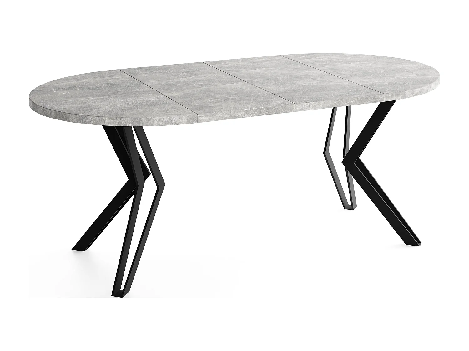 Runder Tisch für das Esszimmer - 100 oder 120 cm Durchmesser - Ausziehbarer Tisch mit Pulverbeschichteten Schwarzen Metallbeinen - 120 cm - Beton Grau