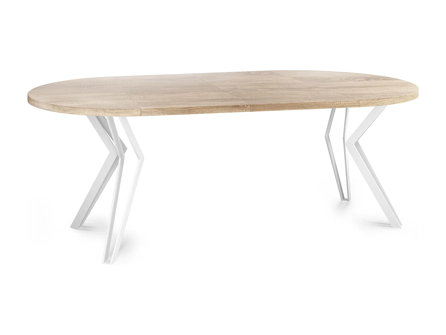 Runder Tisch für das Esszimmer - 100 oder 120 cm Durchmesser - Ausziehbarer Tisch mit Pulverbeschichteten Weißen Metallbeinen - 100 cm - Sonoma Eiche