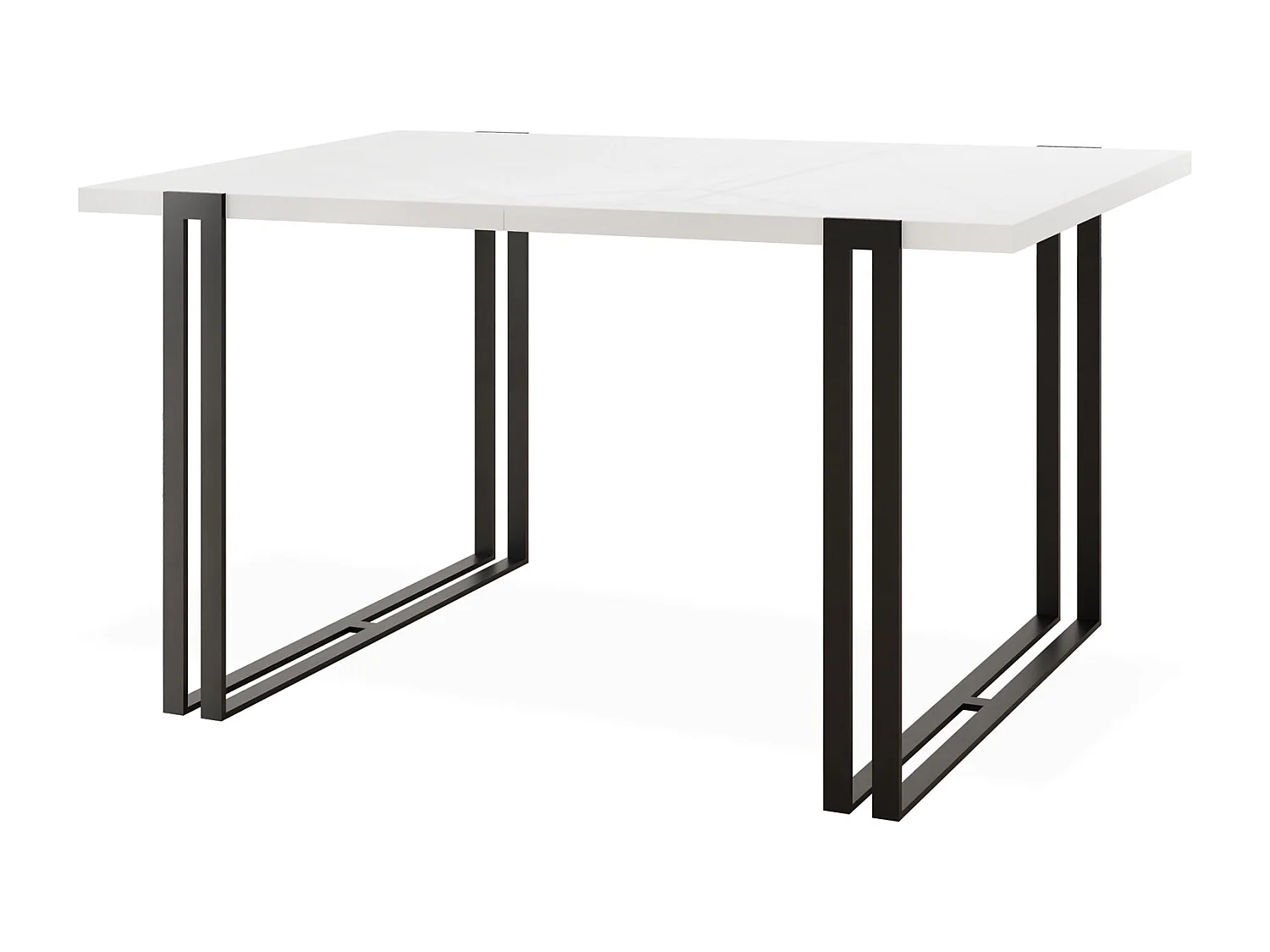 Table à Manger Extensible - Table Style Loft en Métal - Table Style Industriel Pour le Salon - Gain de Place - 160 / 260 cm - Blanc - 160 x 80 cm