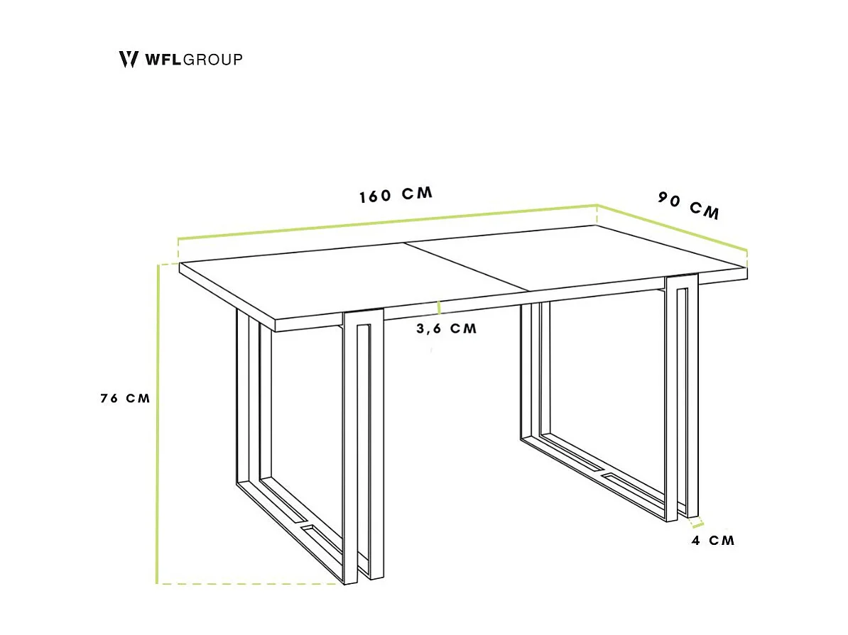 Table à Manger Extensible - Table Style Loft en Métal - Table Style Industriel Pour le Salon - Gain de Place - 160 / 260 cm - Blanc - 160 x 80 cm