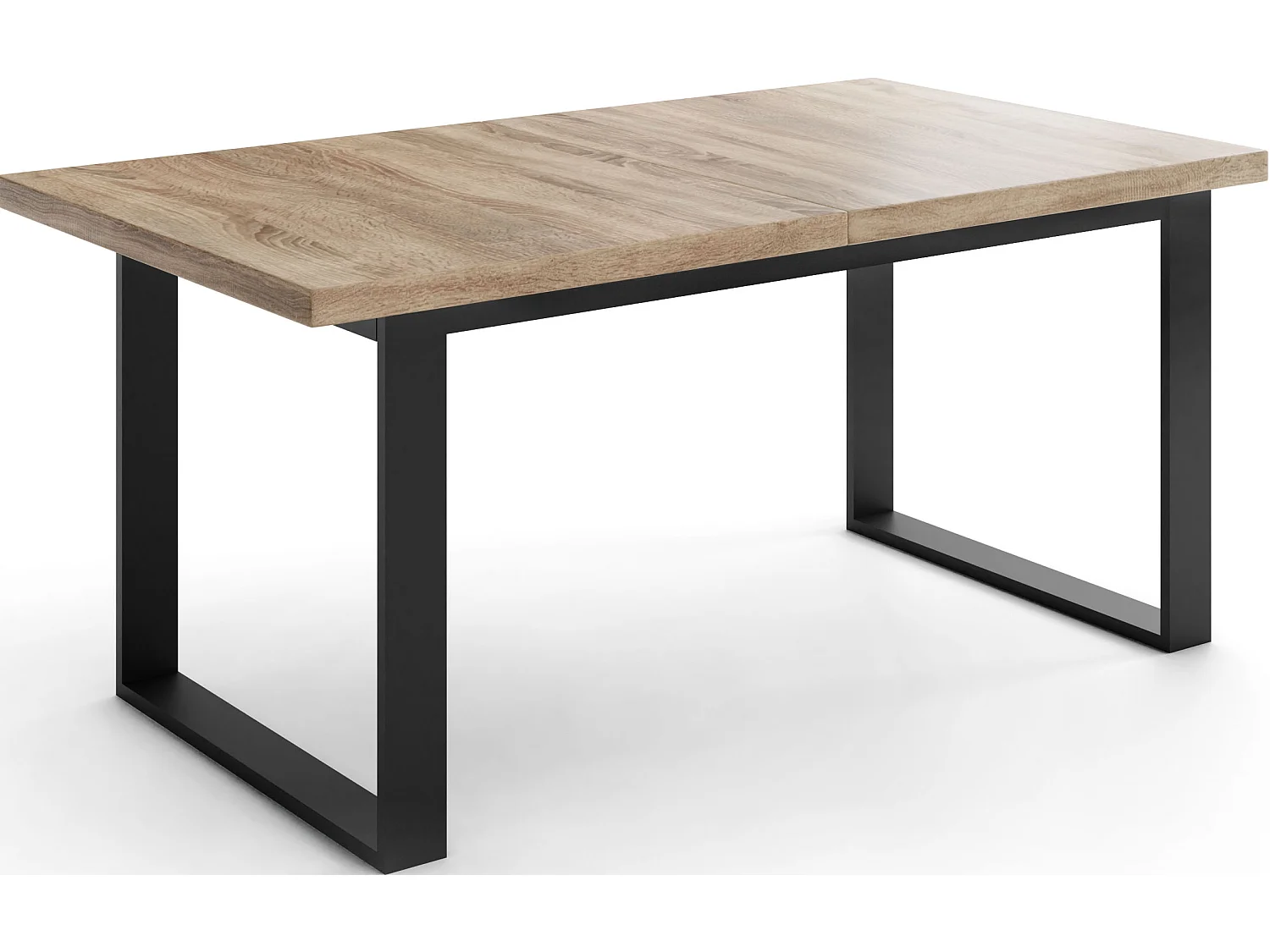 Ausziehbarer Rechteckiger Esstisch im Loft-Stil mit Schwarzen Metallbeinen – Tisch für Wohnzimmer – Ausziehbar von 140 cm auf 180 cm – Made in EU – Sonoma Eiche