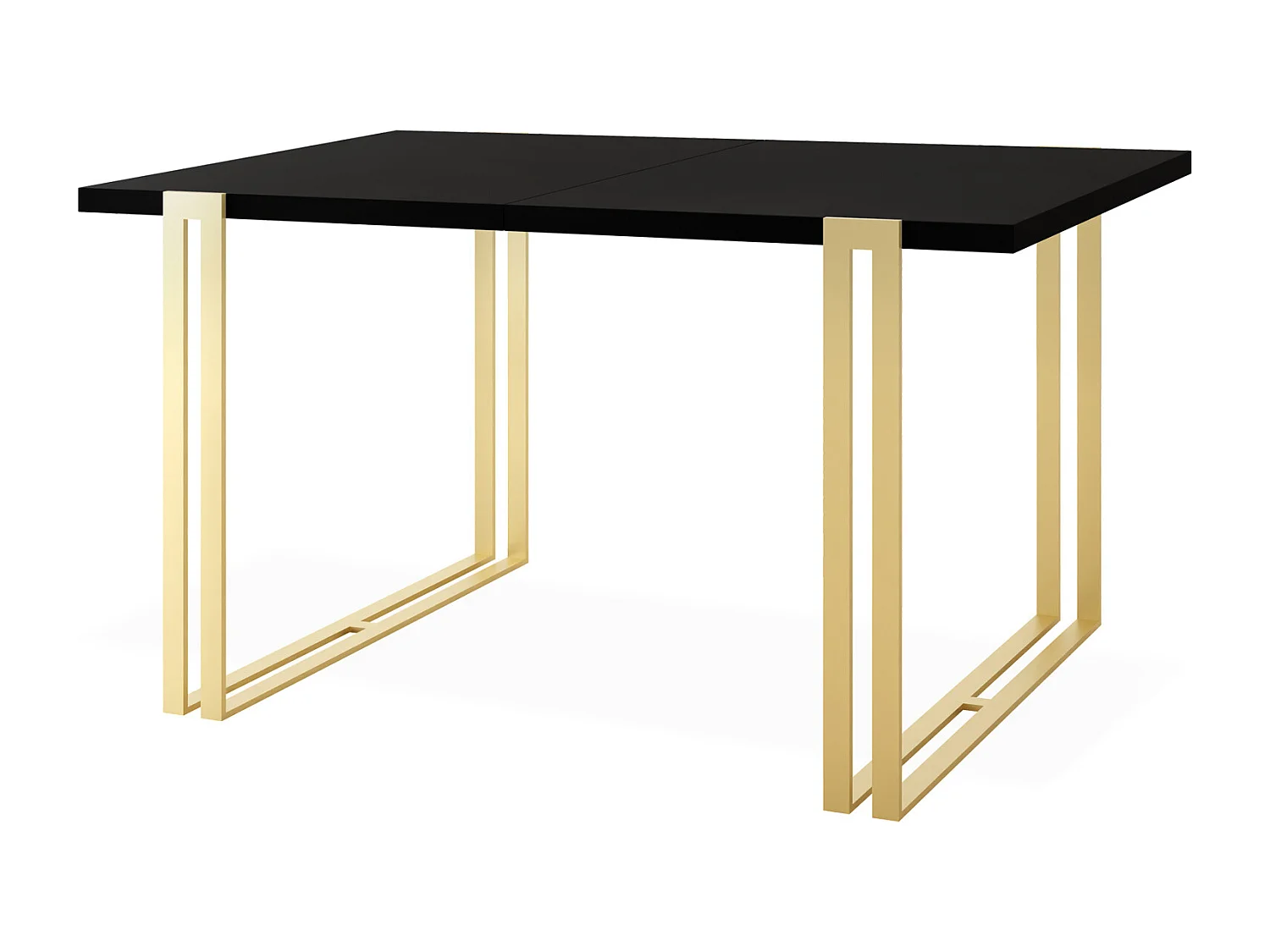 Ausziehbarer Esstisch - Großer Tisch im Loft-Stil mit Golden Metallbeinen 160 bis 260 cm - Industrietisch für das Wohnzimmer - Schwarz - 160 x 90 cm